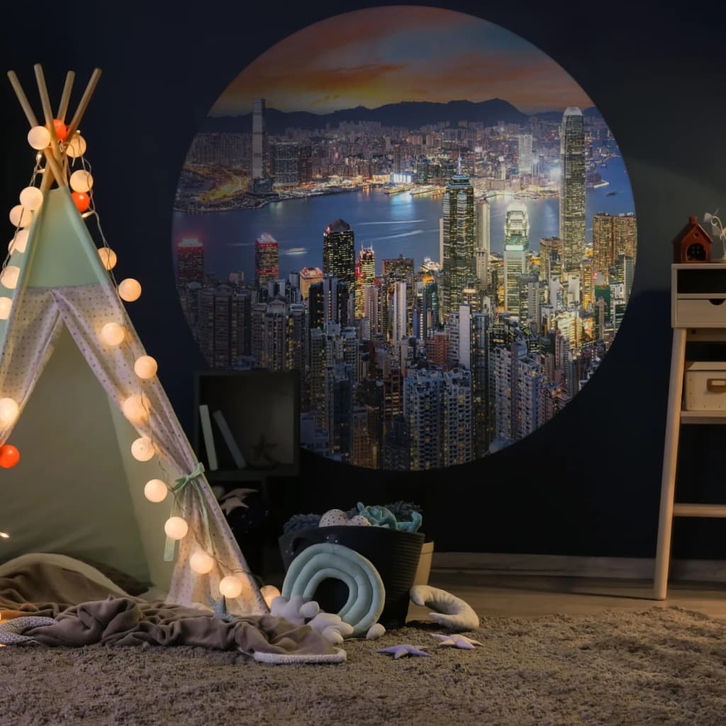 Wallart Wallart Wallow Circle Skyline bei Nacht 190 cm