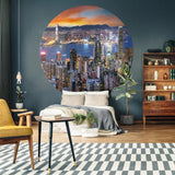 Wallart Wallart Wallow Circle Skyline bei Nacht 190 cm