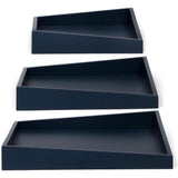 Senza asymmetrical wooden trays 3 pieces blue