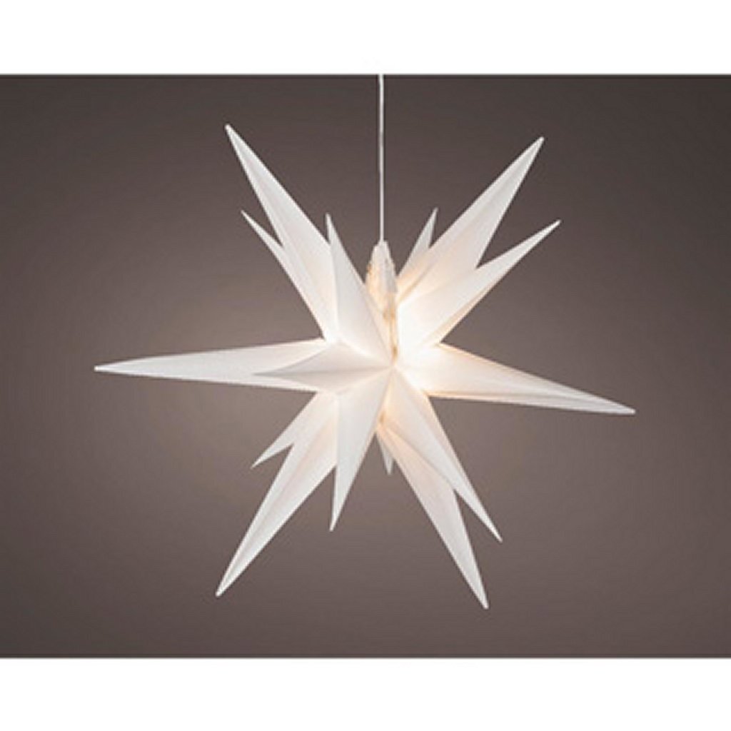 Lumineo Lumineo Christmas star PVC Steady White 6 LEDs Inside Outside 60 cm