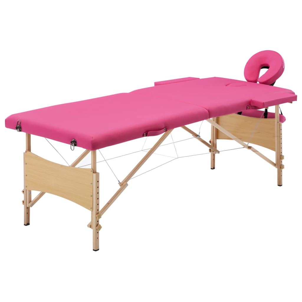 Bidaxl massagebordet Collapsible 2 zoner trärosa