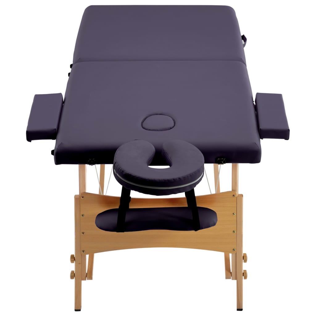 Table de massage vidaxl pliable 2 zones en bois violet