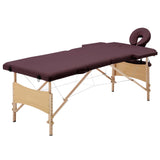 Vidaxl Massage table Collapsible 2 Zones Wood Wine Paars