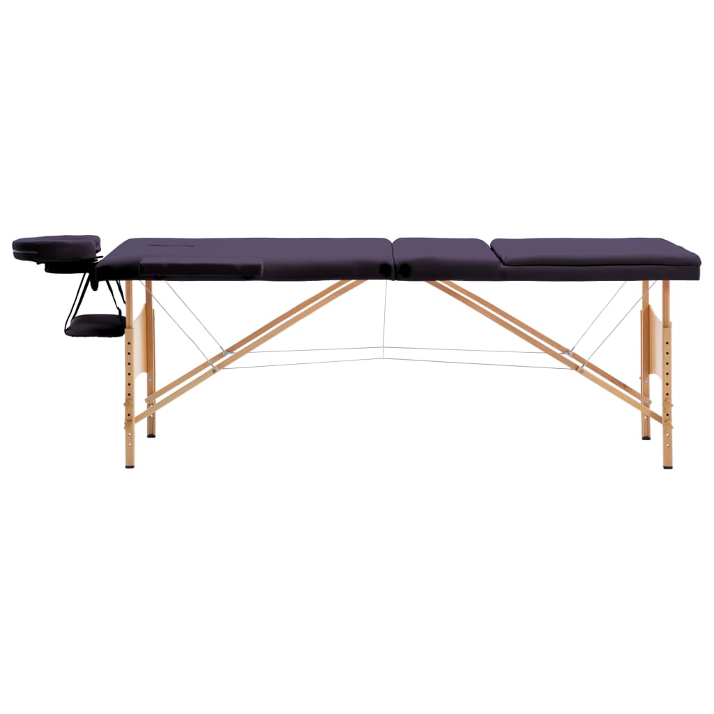 Vidaxl Massage Table Tableable 3 Zonen Holz Purple