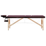 Vidaxl Massage table Collapsible 3 Zones Wood Wine Paars