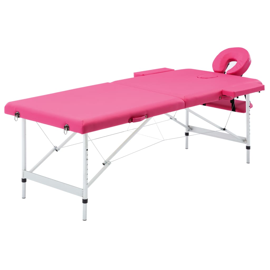 Vidaxl Massage Bord sammenfoldelig 2 zoner Aluminium Pink