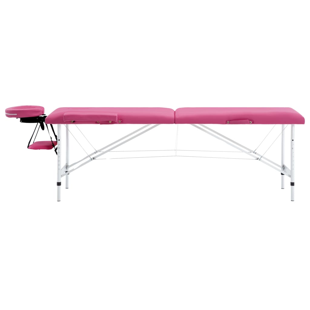 Vidaxl Massage Tabell fällt 2 Zonen Aluminium rosa