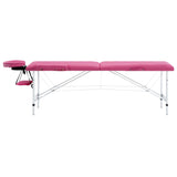 Vidaxl Massage Table pieghevole 2 zone in alluminio rosa