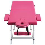 Table de massage vidaxl pliable 2 zones rose en aluminium