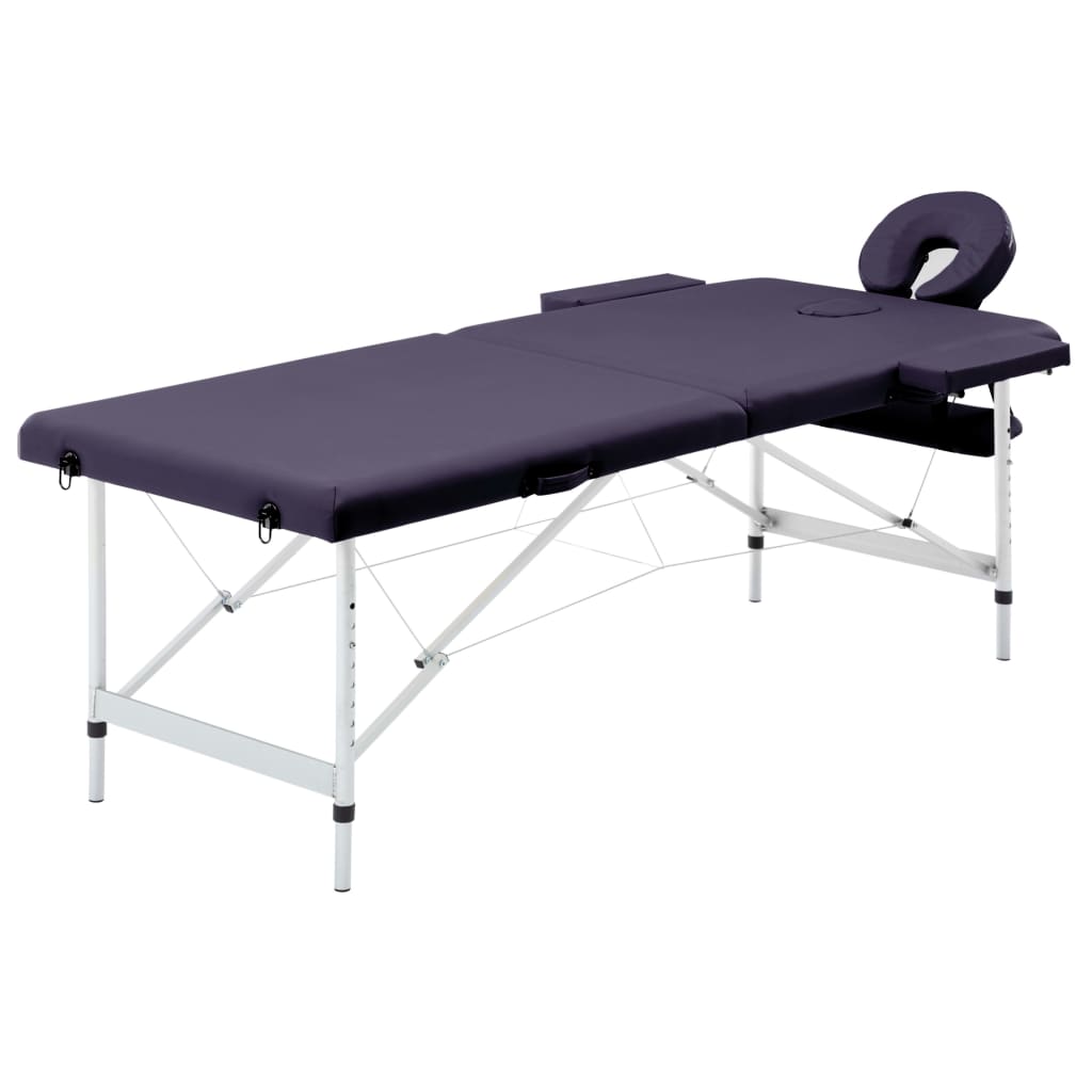 Table de massage vidaxl pliable 2 zones en aluminium violet