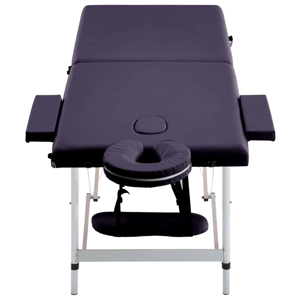 Table de massage vidaxl pliable 2 zones en aluminium violet