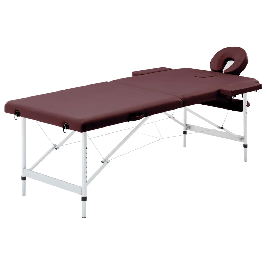 Vidaxl Massage Table Sammenfoldelig 2 zoner Aluminium vin lilla