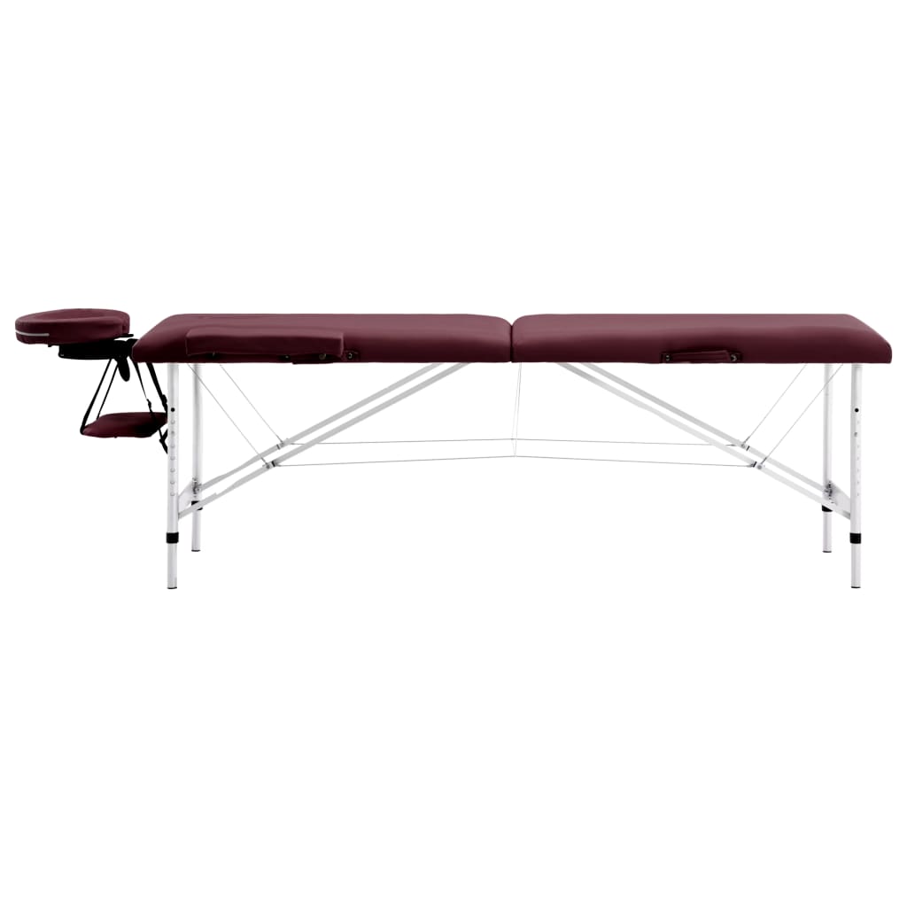 Table de massage vidaxl pliable 2 zones Wine en aluminium violet