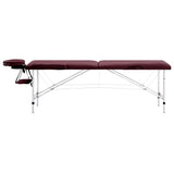 Vidaxl Massage Table Colpoble 2 zone Vino in alluminio viola