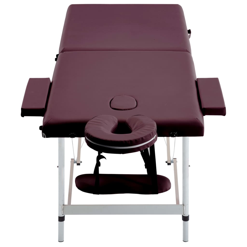 Vidaxl Massage Table Colpoble 2 zone Vino in alluminio viola