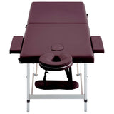 Vidaxl Massage table Collapsible 2 Zones Aluminum Wine purple