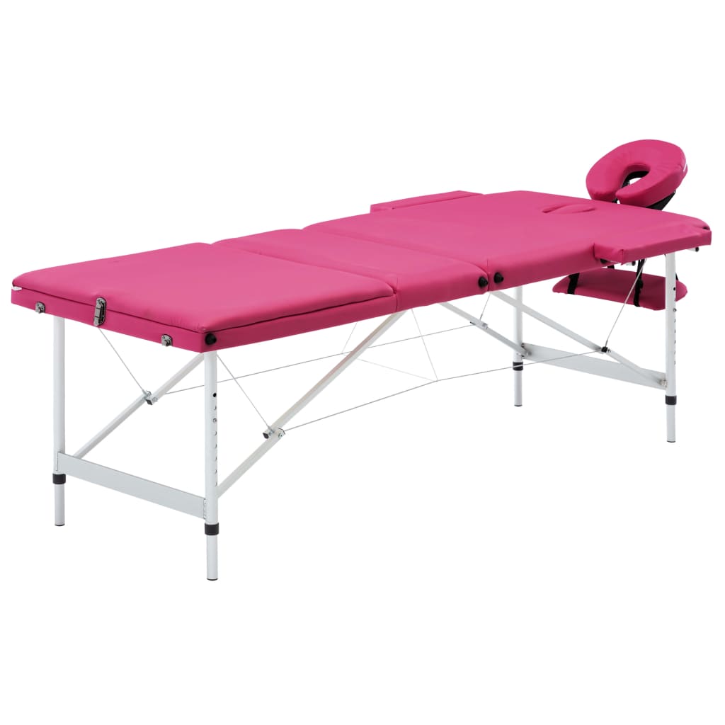 Table de massage vidaxl pliable 3 zones rose en aluminium