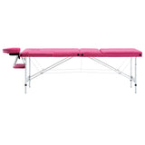 Table de massage vidaxl pliable 3 zones rose en aluminium