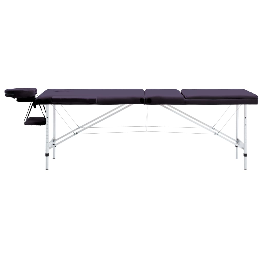 Vidaxl Massage Table Sammenfoldelig 3 zoner Aluminium lilla