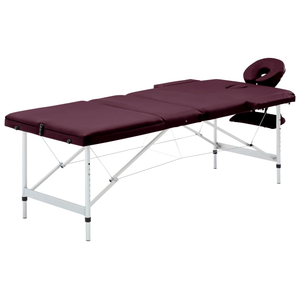 Bidaxl Massagebord Hollfällbara 3 zoner Aluminium Vinlila