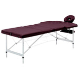 Vidaxl Massage table Collapsible 3 Zones Aluminum Wine purple