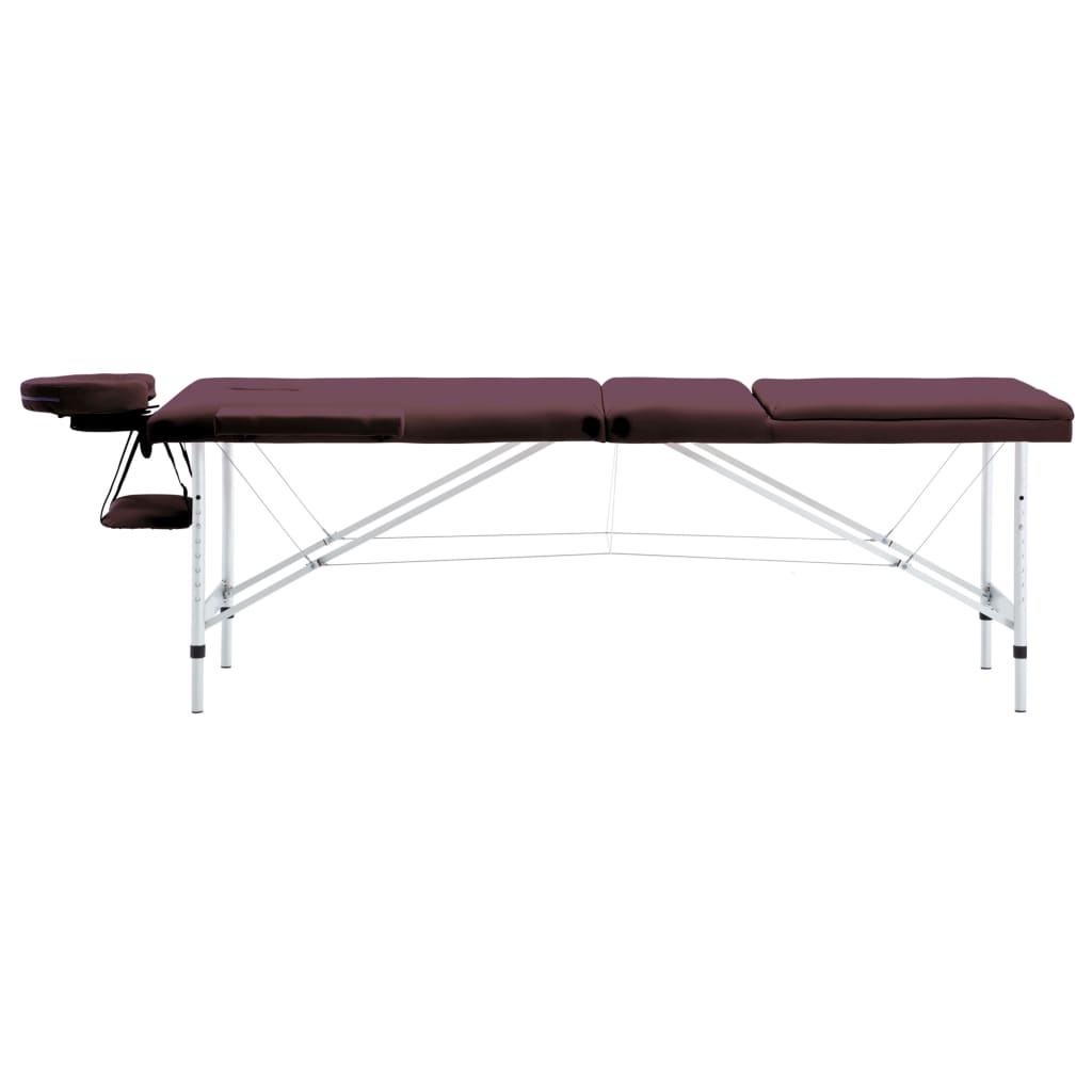 Vidaxl Massage table Collapsible 3 Zones Aluminum Wine purple