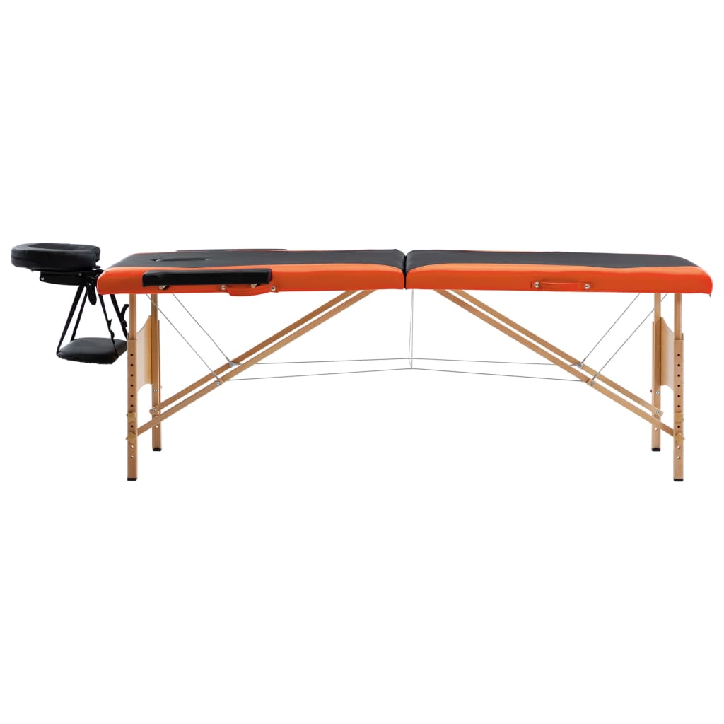 Vidaxl Massage Table Sammenfoldelig 2 zoner Træ sort og orange