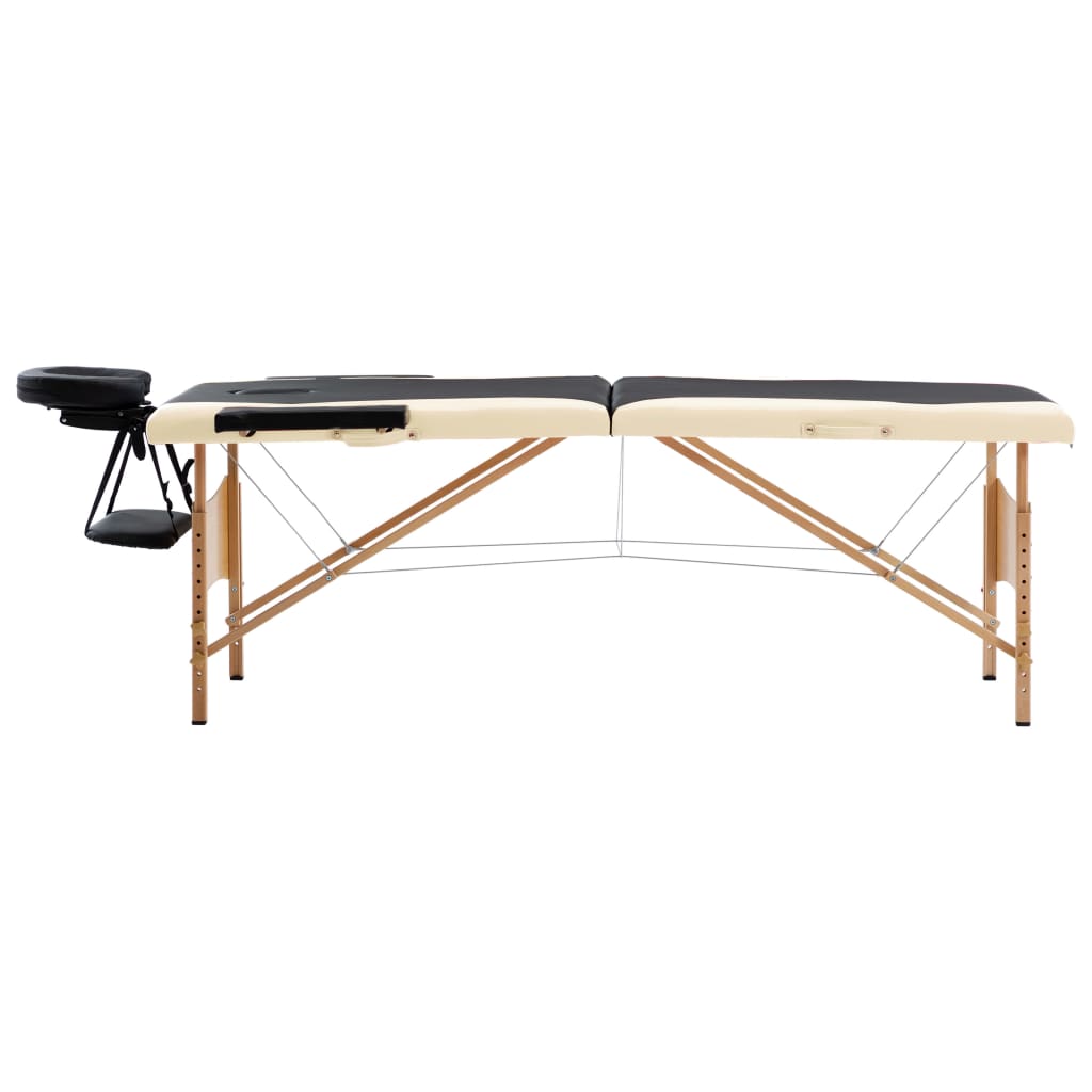 Vidaxl Massage Table Tableable 2 Zonen Holz schwaarz a Bige