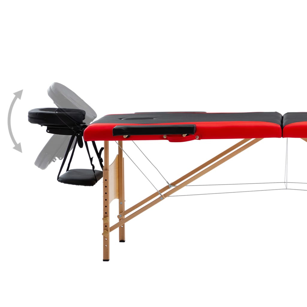 Vidaxl Massage Table Crollabile 2 zone Bera nero e rosso