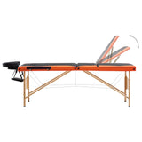 Vidaxl Massage table Collapsible 3 Zones Wood Black and Orange