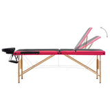 Table de massage vidaxl pliable 3 zones en bois noir et rose