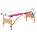 Vidaxl Massage Table Colpoble 3 zone Wood White and Rosa