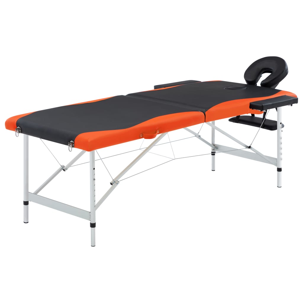 Bidaxl Massagebord Hollfällbara 2 zoner aluminium svart och orange