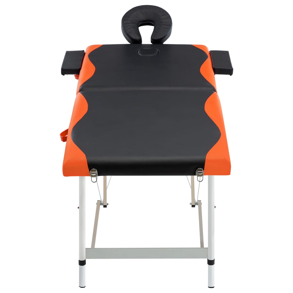 Vidaxl Mesa Massage Plegable 2 zonas de aluminio negro y naranja