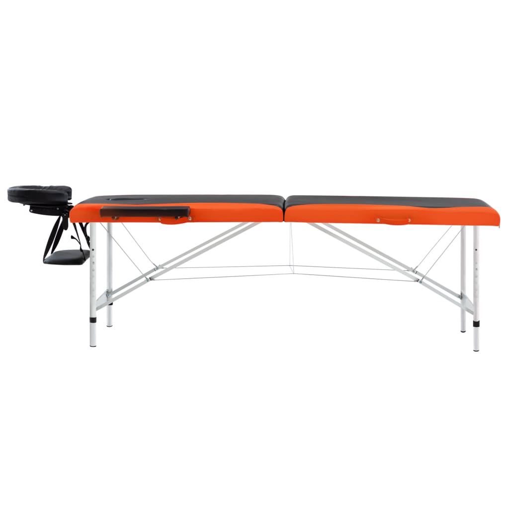 Table de massage vidaxl pliable 2 zones en aluminium noir et orange