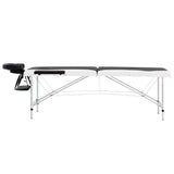 Vidaxl Massage Table Colpottibile 2 zone in alluminio bianco e nero