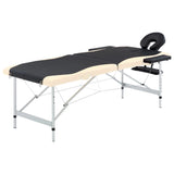 VIDAXL -Massage -Tabelle zusammenklappbar 2 Zonen Aluminium schwarz und beige