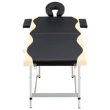 Vidaxl Massage table Collapsible 2 Zones Aluminum Black and Beige