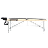 VIDAXL -Massage -Tabelle zusammenklappbar 2 Zonen Aluminium schwarz und beige