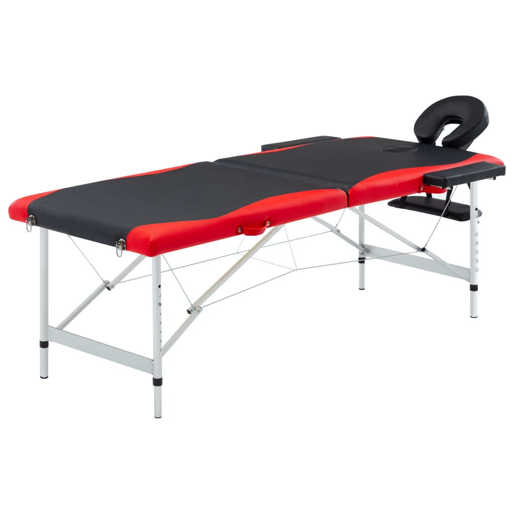 Vidaxl Massage Table Sammenfoldelig 2 zoner Aluminium sort og rød