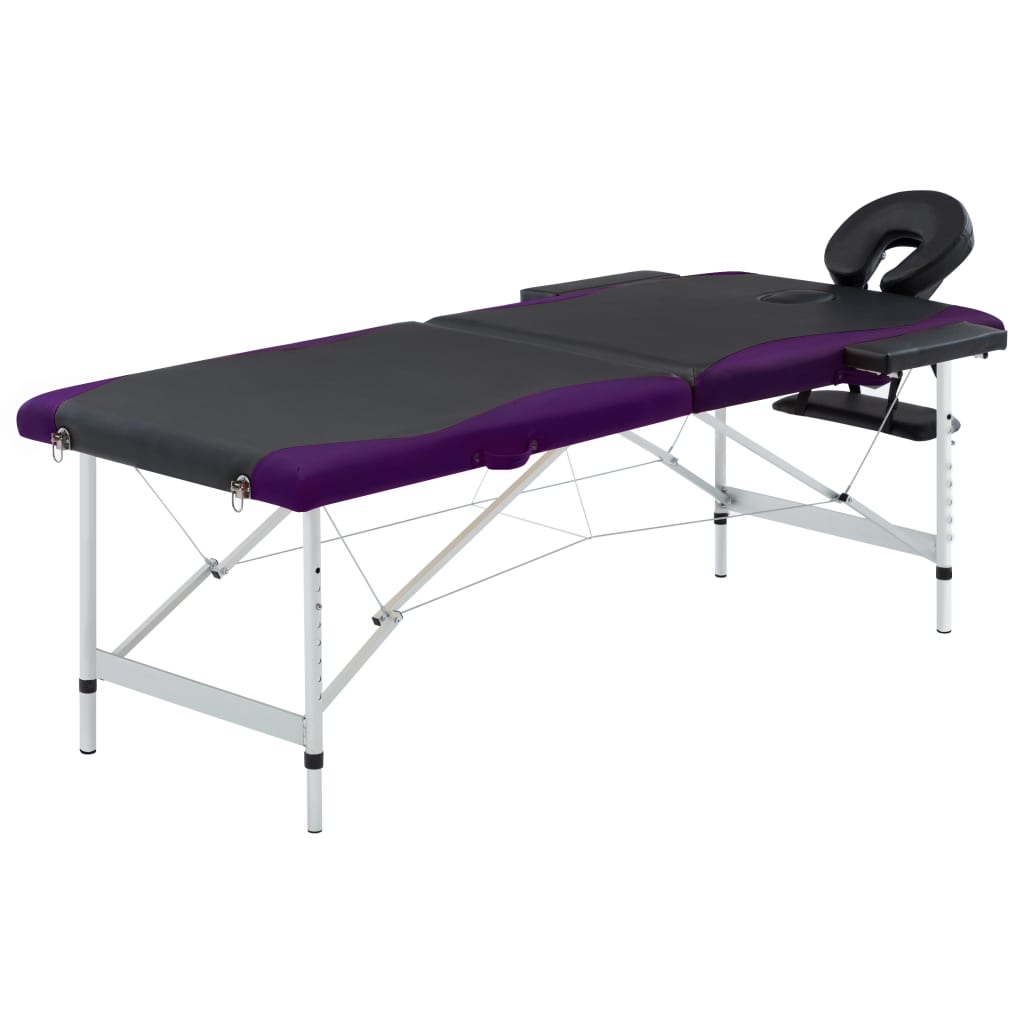 Bidaxl Massagebord Hollfällbara 2 zoner aluminium svart och lila