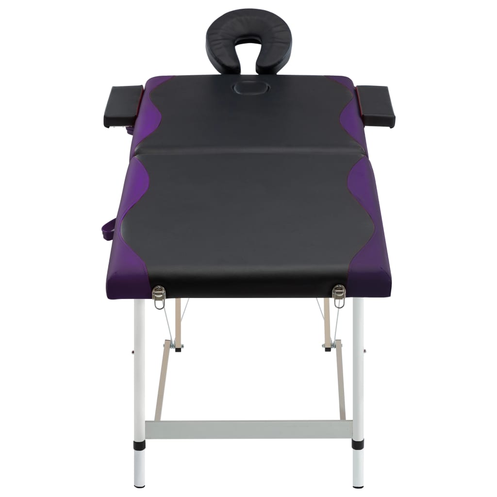 Vidaxl Massage Table Tableable 2 Zonen Aluminium schwaarz a purpur