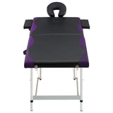 Table de massage vidaxl pliable 2 zones en aluminium noir et violet