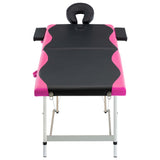 Vidaxl Massage Table Colpottibile 2 zone in alluminio nero e rosa