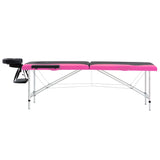 Vidaxl Massage Table Tableable 2 Zonen Aluminium schwaarz a rosa