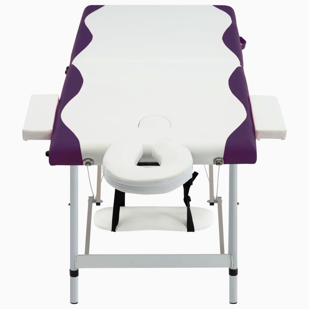 Table de massage vidaxl pliable 2 zones en aluminium blanc et violet