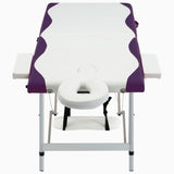 Vidaxl Mesa Massage Plegable 2 zonas de aluminio Blanco y morado