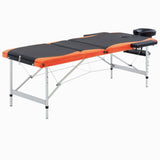 Table de massage vidaxl pliable 3 zones en aluminium noir et orange