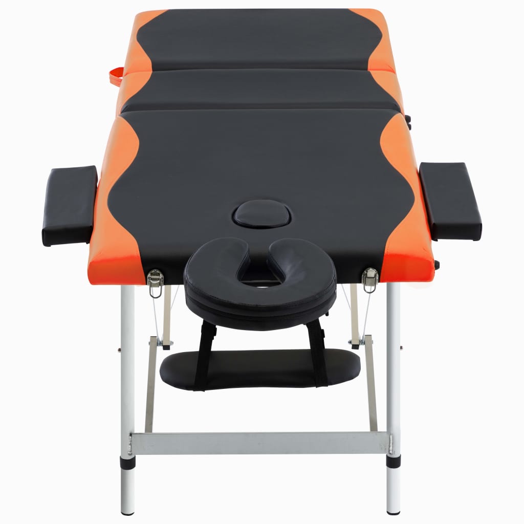 Table de massage vidaxl pliable 3 zones en aluminium noir et orange