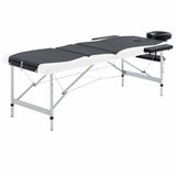 Bidaxl Massagebord Hollfällbara 3 zoner Aluminium svartvitt